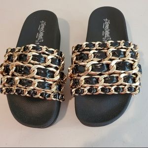 Jeffrey Campbell Edie Chain Platform Slides Size 6